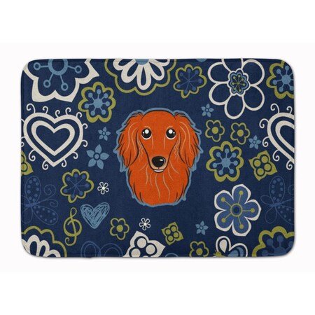 Carolines Treasures Blue Flowers Longhair Red Dachshund Machine Washable Memory Foam Mat BB5065RUG